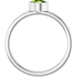 Platinum Round Natural Peridot Bezel-Set Solitaire Ring - view 2