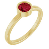 14K Gold Round Natural Ruby Bezel-Set Solitaire Ring - Yellow Gold
