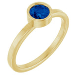 14K Gold Round Lab-Grown Blue Sapphire Bezel-Set Solitaire Ring - Yellow Gold