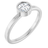 Platinum Round Natural White Sapphire Bezel-Set Solitaire Ring