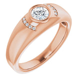 14K Gold Round Natural Diamond Accented Bezel-Set Ring – 5mm Stones - Rose Gold
