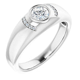 14K Gold Round Natural Diamond Accented Bezel-Set Ring – 5mm Stones - White Gold