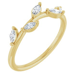 14K Gold Marquise Lab-Grown Diamond Leaf Ring - Yellow Gold