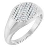 Platinum Round Natural Diamond Pave'-Style Cluster Signet Ring