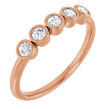 14K Gold Round Natural Diamond Five-Stone Bezel-Set Ring - Rose Gold