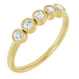 14K Gold Round Natural Diamond Five-Stone Bezel-Set Ring - Yellow Gold