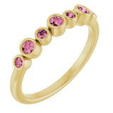 14K Gold Round Natural Pink Tourmaline Bezel-Set Ring - Yellow Gold