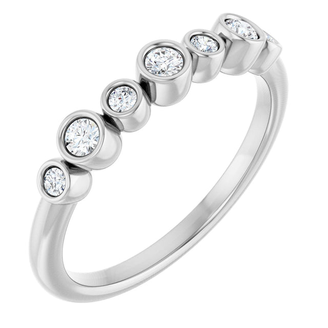 14K Gold Round Natural Diamond Bezel-Set Ring – 2.25mm Stones - White Gold