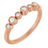 14K Gold Round Natural Diamond Bezel-Set Ring – 2.25mm Stones - Rose Gold