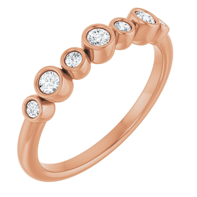 14K Gold Round Natural Diamond Bezel-Set Ring – 2.25mm Stones - Rose Gold