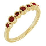 14K Gold Round Natural Mozambique Garnet Bezel-Set Ring - Yellow Gold