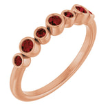 14K Gold Round Natural Mozambique Garnet Bezel-Set Ring - Rose Gold