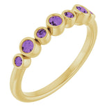 14K Gold Round Natural Amethyst Bezel-Set Ring - Yellow Gold