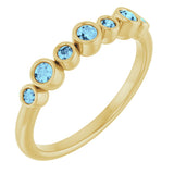 14K Gold Round Natural Aquamarine Bezel-Set Ring - Yellow Gold