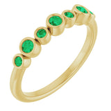 14K Gold Round Lab-Grown Emerald Bezel-Set Ring - Yellow Gold