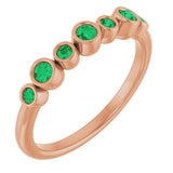 14K Gold Round Natural Emerald Bezel-Set Ring - Rose Gold