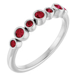 Platinum Round Lab-Grown Ruby Bezel-Set Ring