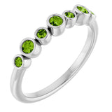 14K Gold Round Natural Peridot Bezel-Set Ring - White Gold