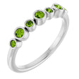 Platinum Round Natural Peridot Bezel-Set Ring