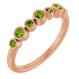 14K Gold Round Natural Peridot Bezel-Set Ring - Rose Gold