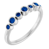 14K Gold Round Natural Blue Sapphire Bezel-Set Ring - White Gold