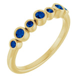 14K Gold Round Natural Blue Sapphire Bezel-Set Ring - Yellow Gold