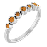 Platinum Round Natural Citrine Bezel-Set Ring
