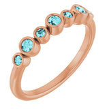 14K Gold Round Natural Blue Zircon Bezel-Set Ring - Rose Gold