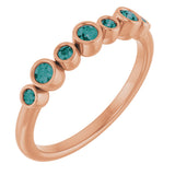 14K Gold Round Natural Alexandrite Bezel-Set Ring - Rose Gold