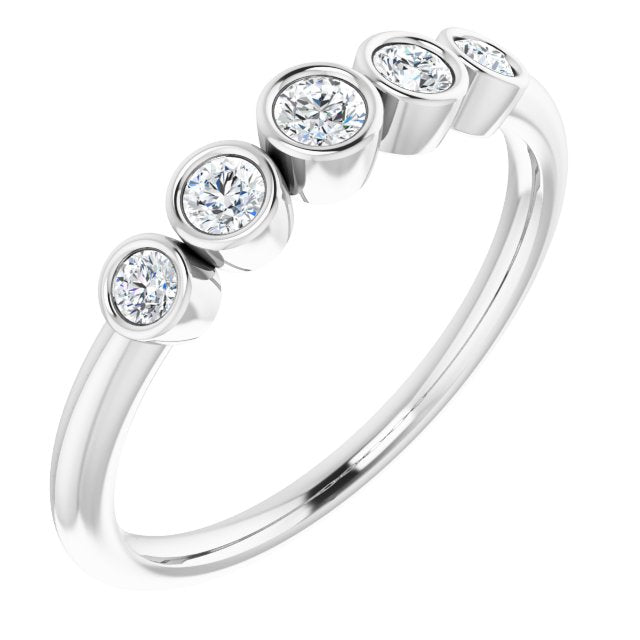 Platinum Round Natural Diamond Graduated Bezel-Set Ring