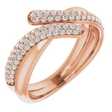 14K Gold Round Natural Diamond Pavé-Style Bypass Ring - Rose Gold