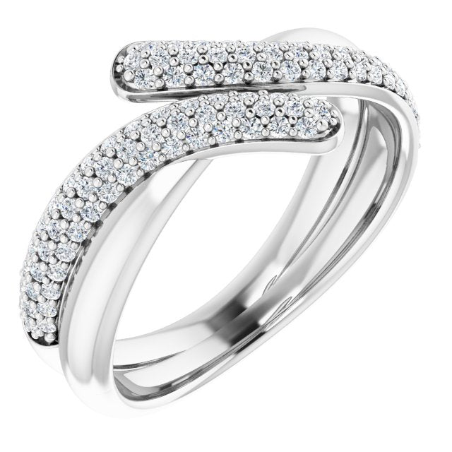 Platinum Round Natural Diamond Pavé-Style Bypass Ring