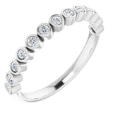 Platinum Round Natural Diamond Bezel-Set Stackable Ring