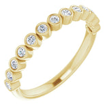 14K Gold Round Natural Diamond Bezel-Set Stackable Ring - Yellow Gold