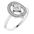 14K Gold Round Natural Diamond Halo-Style Ring – 4.1mm Stones - White Gold