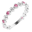 Platinum Round Natural Pink Tourmaline Beaded Ring – 2mm Stones