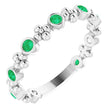 Platinum Round Lab-Grown Emerald Beaded Ring – 2mm Stones