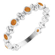 14K Gold Round Natural Citrine Beaded Ring – 2mm Stones - White Gold