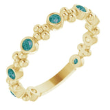 14K Gold Round Natural Alexandrite Beaded Ring – 2mm Stones - Yellow Gold