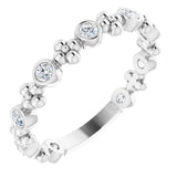 14K Gold Round Natural Diamond Beaded Ring II - White Gold