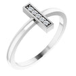 Platinum Round Natural Diamond Bar Ring – 1.3mm Stones