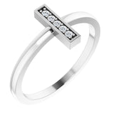 Platinum Round Natural Diamond Bar Ring – 1.3mm Stones