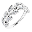 14K Gold Round Natural Diamond Leaf Ring II - White Gold