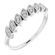 14K Gold Round Natural Diamond Accented Leaf Ring - White Gold