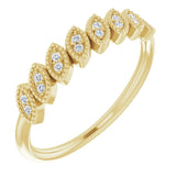 14K Gold Round Natural Diamond Accented Leaf Ring - Yellow Gold
