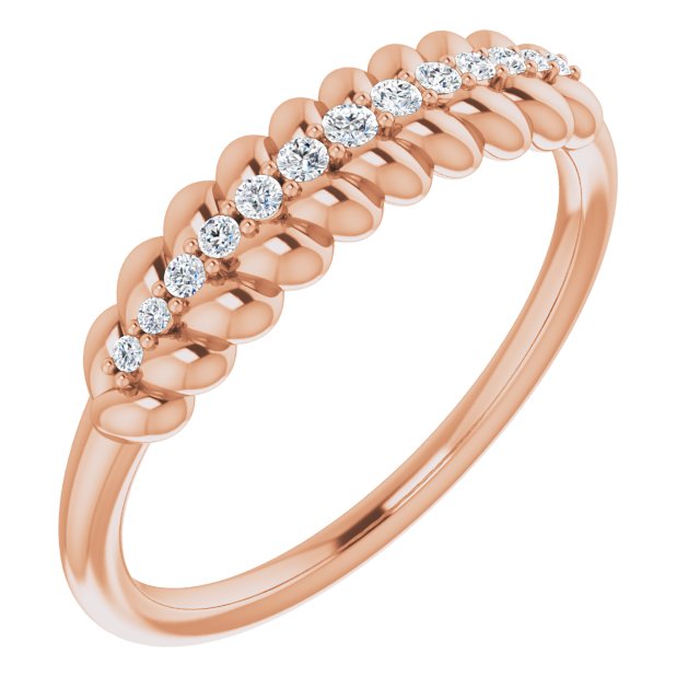 14K Gold Round Natural Diamond Accented Ring - Rose Gold