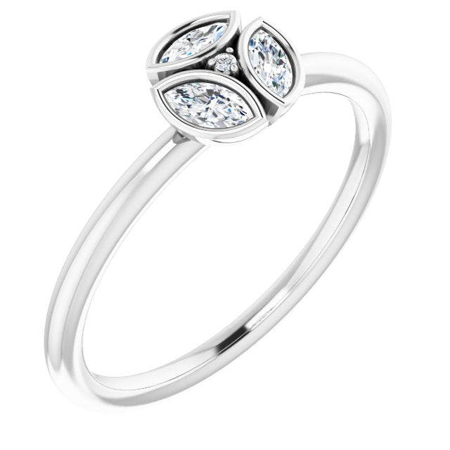 Platinum Marquise Natural Diamond Cluster Ring