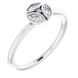 14K Gold Marquise Natural Diamond Cluster Ring - White Gold