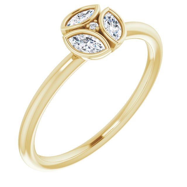 14K Gold Marquise Natural Diamond Cluster Ring - Yellow Gold