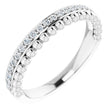 14K Gold Round Natural Diamond Beaded Ring – 1.3mm Stones - White Gold